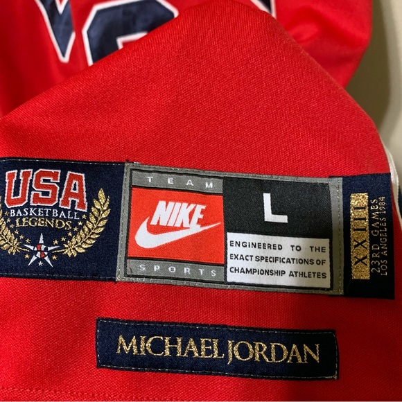Michael Jordan Nike 1984 OLYMPIC AWAY JERSEY LARGE RED AUTHENTIC RARE - Picture 5 of 13